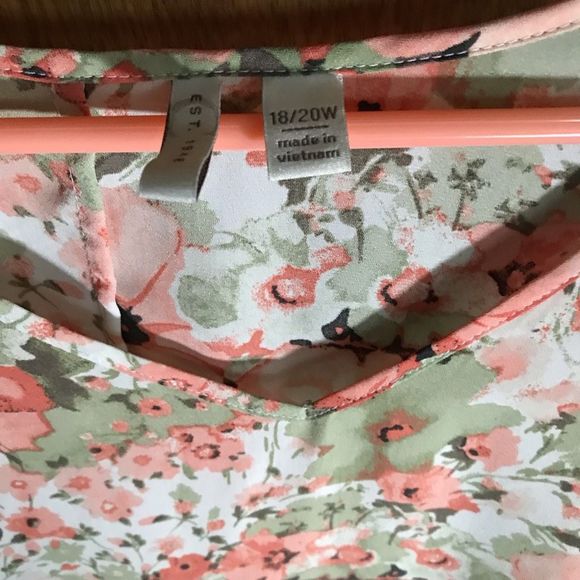 C established 1946 Cato plus size 18/20 3/4 sleeve floral orange green pleats - Picture 6 of 6